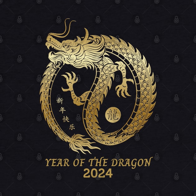 Golden Chinese Year of the dragon 2024 by Danemilin